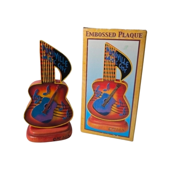 mc ant ca Other - Nashville Tennessee music city Mini embossed plaque wood new